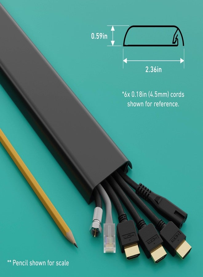 D-Line TV Wall Mount Cord Hider, Hide Mounted TV Cables, Wire Covers, Self Adhesive Cover for Cords, Paintable, Low Profile, Seamless Cable Raceway - 2X 2.36in W x 0.59in H x 15.7in L - Black - Image 3